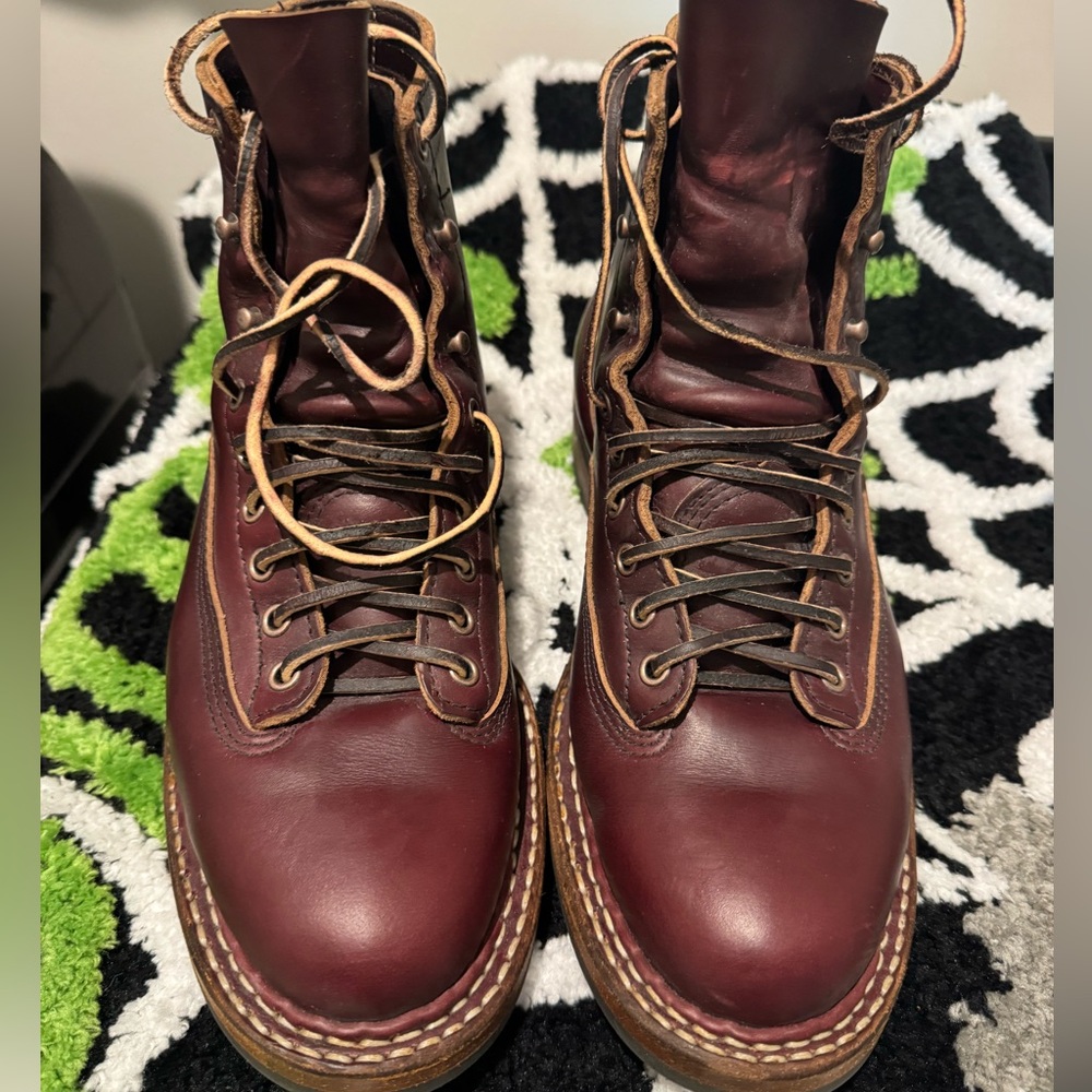 Whites Burgundy Leather Handmade Custom 350 Cutter Lace-Up Boots
